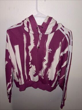 adidas Purple and Cream Abstract Stripe Hoodie